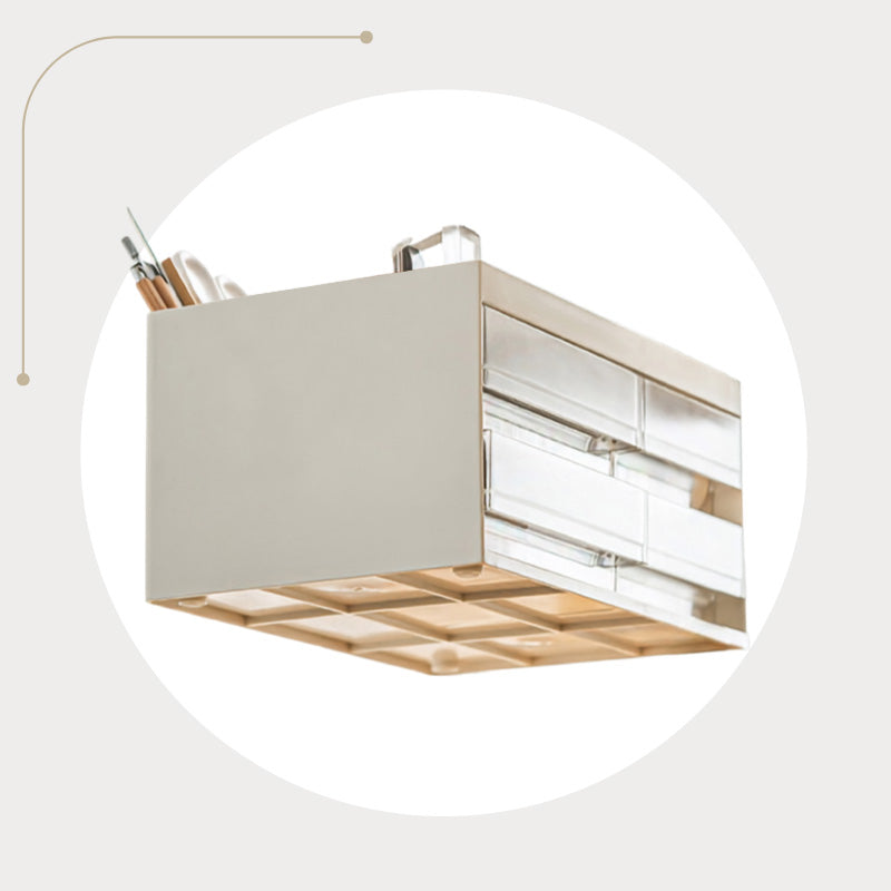 Aesthetic White Desk Organizer with Drawers | Cat-Friendly Pen Holder for Home Office | Paws2q