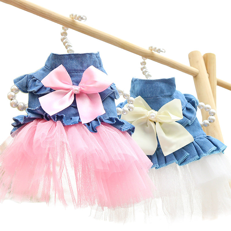Cute Princess Denim Skirt for Small Dogs & Cats, Korean Fashion Pet Clothes  | Paws2Q