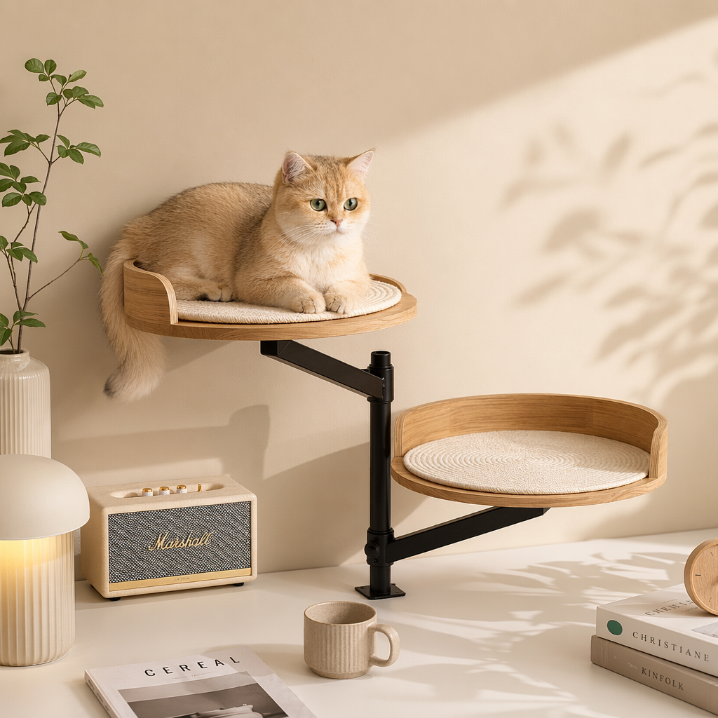 Aria Swivel Desk Cat Bed – Aesthetic Floating Cat Perch for Minimalist Homes
