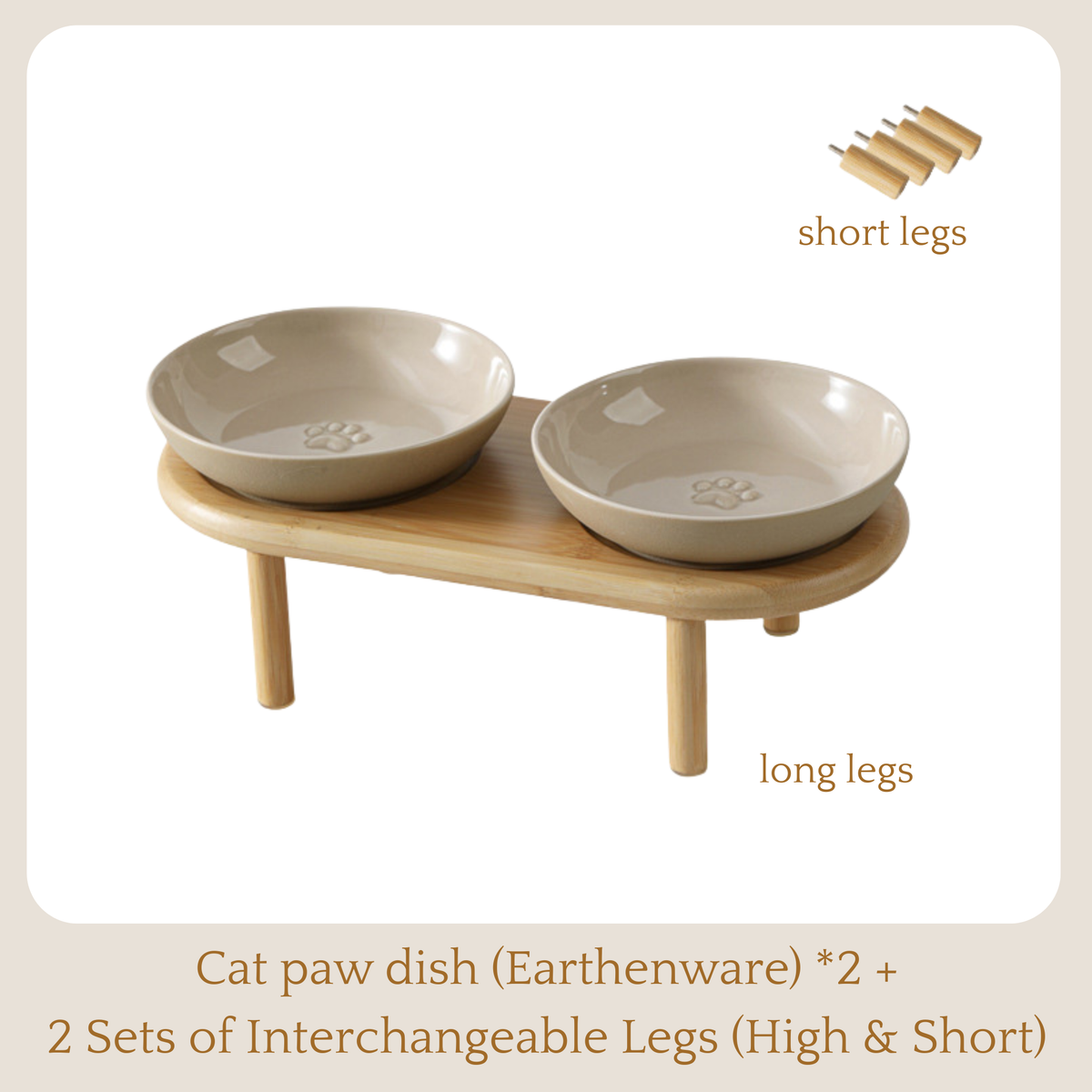 Minimalist Elevated Cat Bowl Set - Ceramic Raised Cat Food & Water Dishes with Natural Bamboo Stand for Modern Homes |   Paws2q