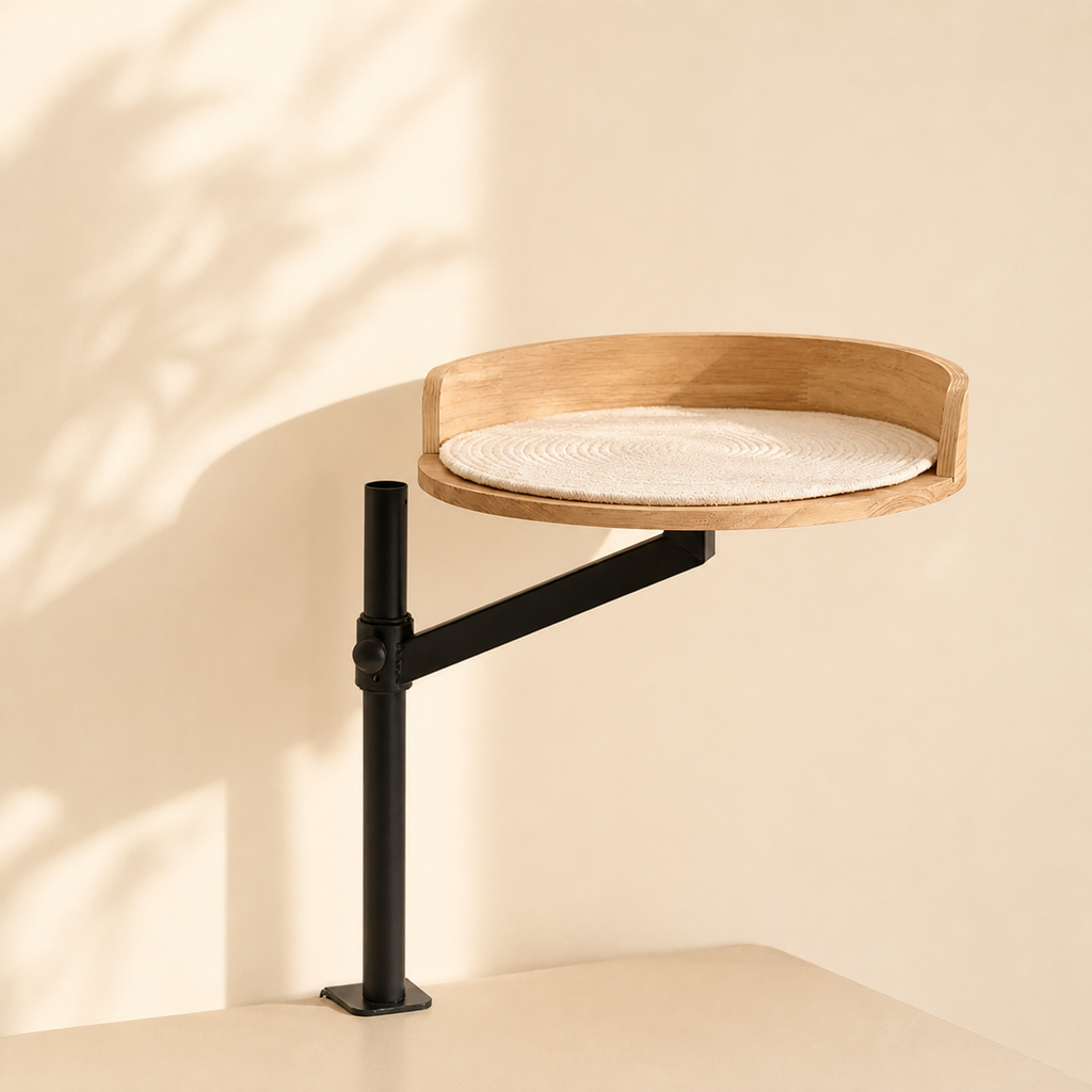 Aria Swivel Desk Cat Bed – Aesthetic Floating Cat Perch for Minimalist Homes