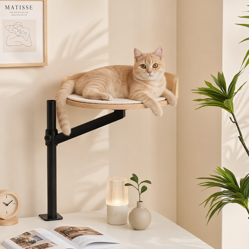 Aria Swivel Desk Cat Bed – Aesthetic Floating Cat Perch for Minimalist Homes