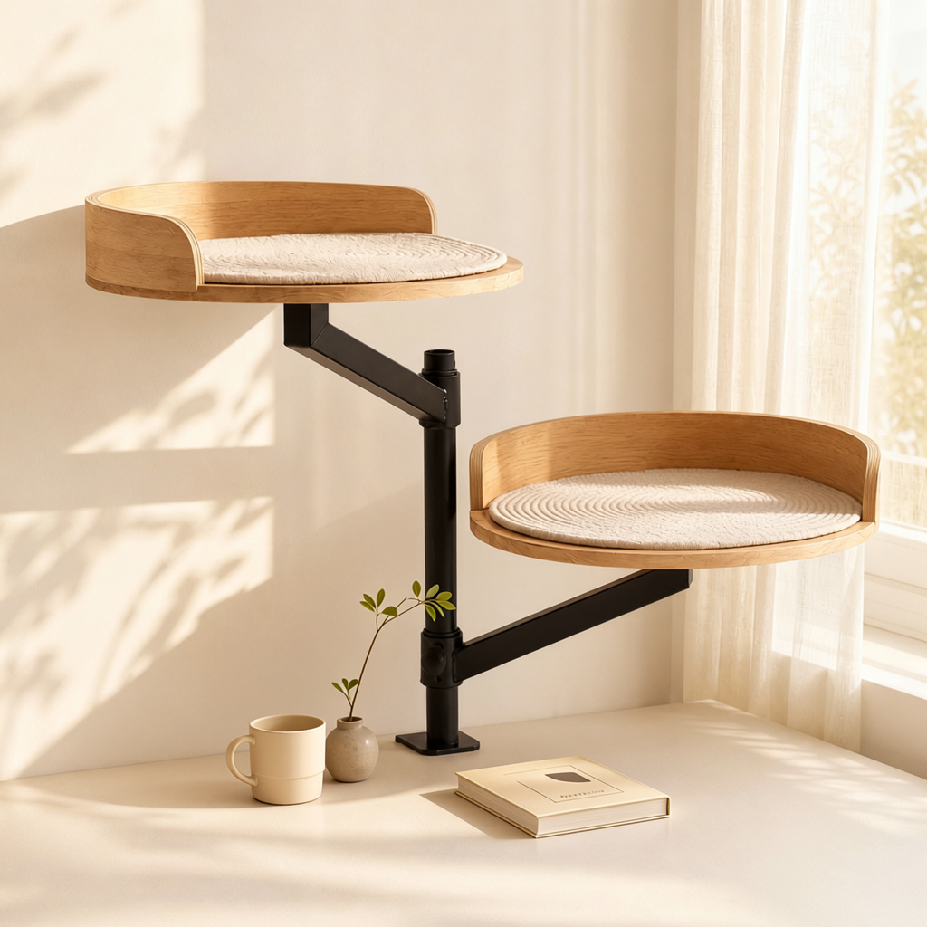 Aria Swivel Desk Cat Bed – Aesthetic Floating Cat Perch for Minimalist Homes