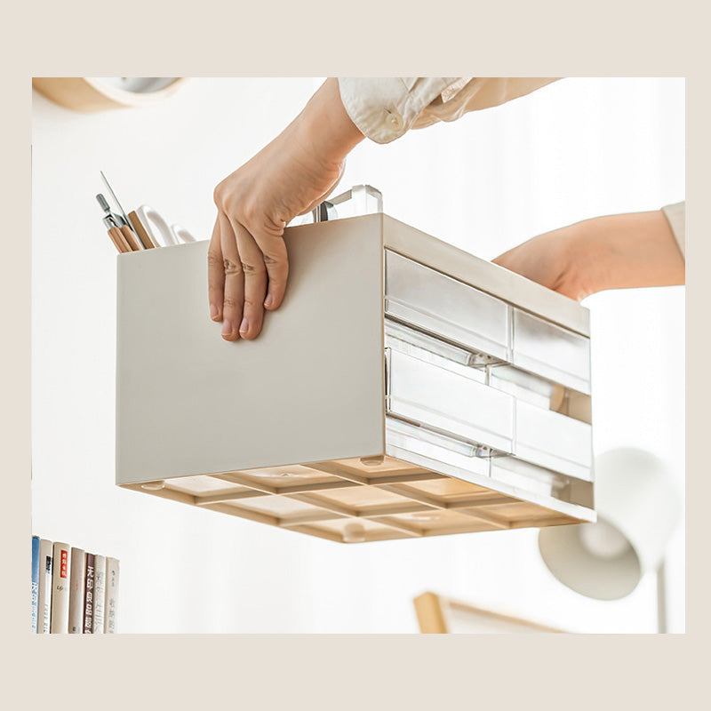 Aesthetic White Desk Organizer with Drawers | Cat-Friendly Pen Holder for Home Office | Paws2q
