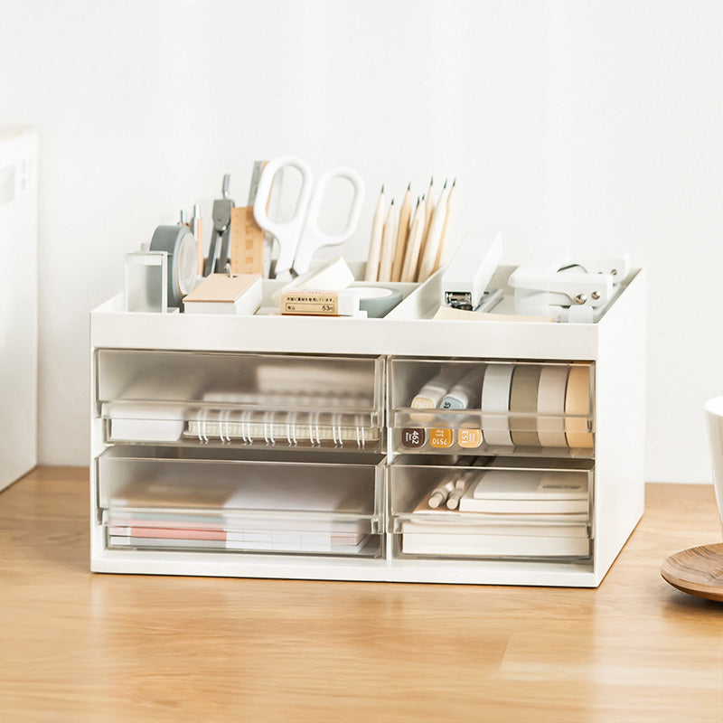 Aesthetic White Desk Organizer with Drawers | Cat-Friendly Pen Holder for Home Office | Paws2q